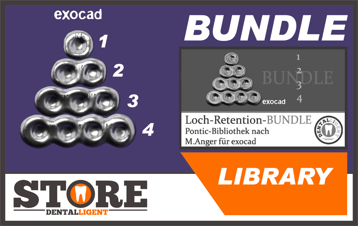 Artikelbild 1 des Artikels “BUNDLE - 1-2-3-4-Loch-Retentionen - nach Michael Anger für die Pontic-Bibliothek für exocad “
